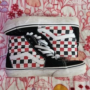 Vans Checkered Black and Red Classic High Top Sz 6.5